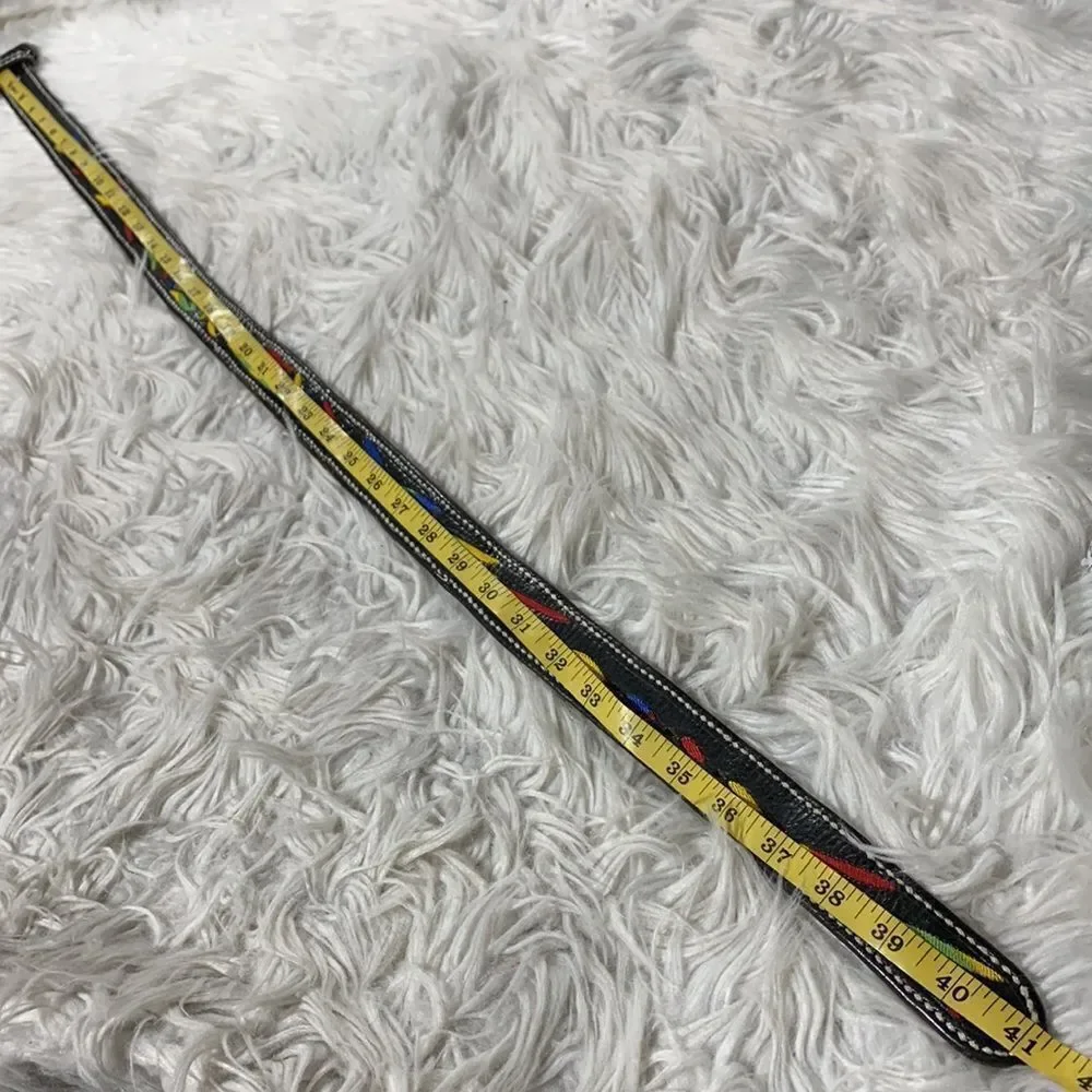 COLORFUL vibrant embroidered leather belt UNISEX